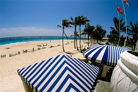 simsearch:625-01041027,k - Vue d'angle élevé des auvents rayés sur Elbow beach, Bermudes Photographie de stock - Premium Libres de Droits, Code: 625-01040428