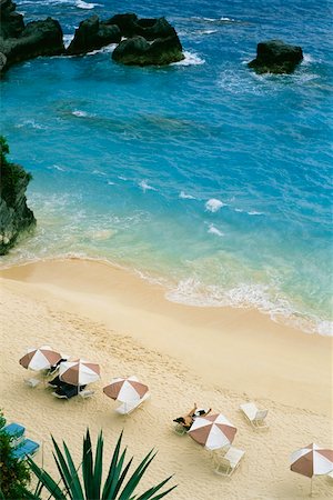 Aerial view of canopies on a beach, Bermuda Foto de stock - Sin royalties Premium, Código: 625-01040437