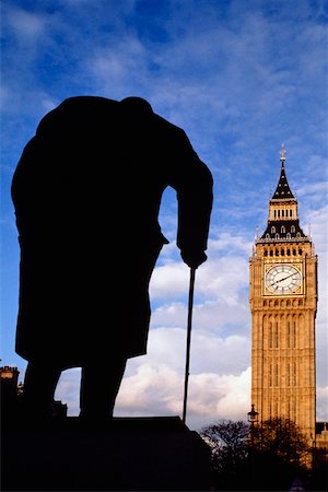 simsearch:625-01040580,k - View of Churchill Statue and Big Ben in London, England Stock Photo - Premium Royalty-Free, Code: 625-01040543