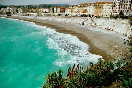 High angle view of a beach against the city, Nice Promenade, France Stock Photo - Premium Royalty-Free, Code: 625-01040684