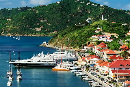 simsearch:625-01040916,k - Side view of boats docked at a shore, St. Bant's Stock Photo - Premium Royalty-Free, Code: 625-01040874