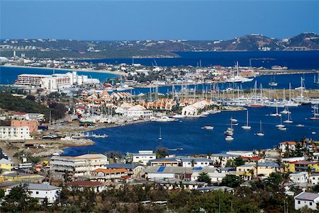 simsearch:625-01040916,k - Overall view of the harbor on the French side of St. Martin in the Caribbean. Stock Photo - Premium Royalty-Free, Code: 625-01040905