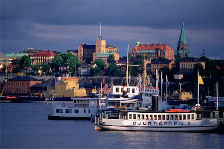 simsearch:625-01095342,k - Boats in a harbor, Stockholm, Sweden Fotografie stock - Premium Royalty-Free, Codice: 625-01095340