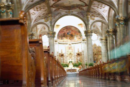 Interiors of an ornate church, Mexico City, Mexico Foto de stock - Sin royalties Premium, Código: 625-01093128