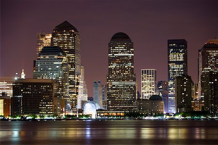 simsearch:625-01093283,k - Buildings lit up at night, New York City, New York State, USA Foto de stock - Sin royalties Premium, Código: 625-01093260