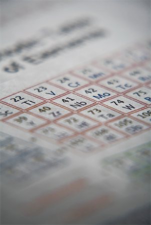Close-up of a chemistry periodic table Foto de stock - Sin royalties Premium, Código: 625-01250264