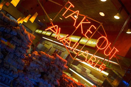 restaurant signs new york city - Neon sign lit up at night in a restaurant, New York City, New York State, USA Stock Photo - Premium Royalty-Free, Code: 625-01250697