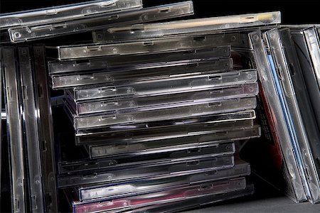 Close-up of a stack of CD cases Stock Photo - Premium Royalty-Free, Code: 625-01251206