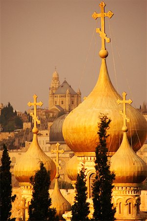 Dômes d'une église, l'église St Mary Magdalene, Mont des oliviers, Jérusalem, Israël Photographie de stock - Premium Libres de Droits, Code: 625-01251419