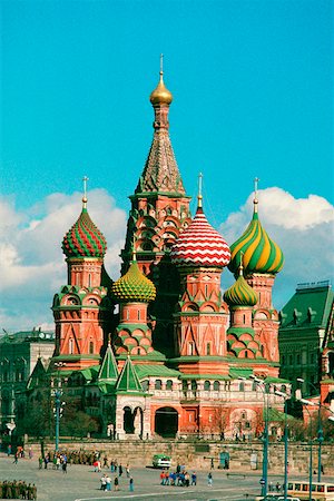 simsearch:625-01252293,k - Facade of a cathedral, St. Basil's Cathedral, Red Square, Moscow, Russia Foto de stock - Sin royalties Premium, Código: 625-01252489