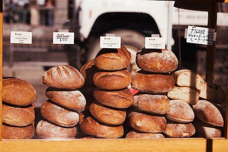 price tag grocery - Close-up of stacks of breads Stock Photo - Premium Royalty-Free, Code: 625-01252496