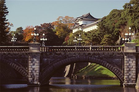 Bridge across a river with a palace in the background, Nijubashi Bridge, Imperial Palace Tokyo Prefecture, Japan Foto de stock - Royalty Free Premium, Número: 625-01264131