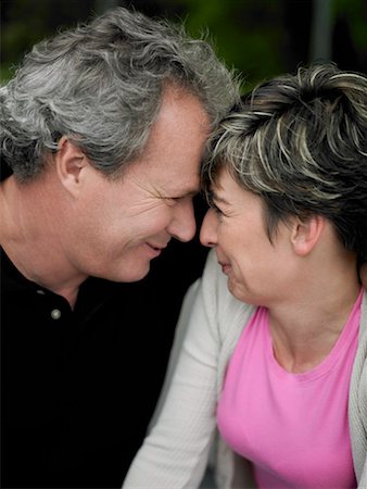 simsearch:625-01092421,k - Close-up of a mature couple face to face and smiling Stock Photo - Premium Royalty-Free, Code: 625-01264419