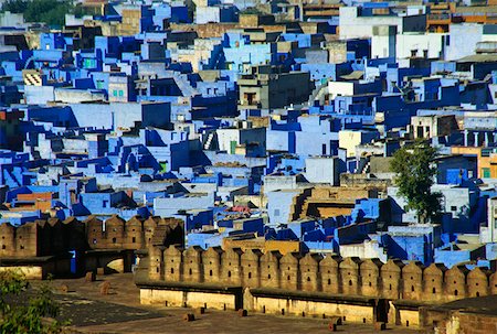 exterior house pictures in india - High angle view of a cityscape, Jodhpur, Rajasthan, India Stock Photo - Premium Royalty-Free, Code: 625-01260572