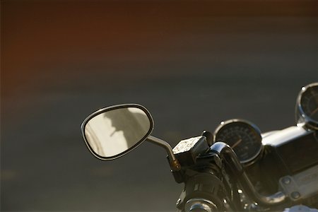 High angle view of the rear view mirror of a motorcycle Stock Photo - Premium Royalty-Free, Code: 625-01261002