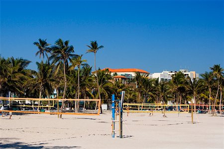 florida city beaches - Volleyball nets on the beach, Miami Beach, Florida, USA Stock Photo - Premium Royalty-Free, Code: 625-01261447