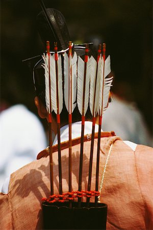 people carrying arrow - Rear view of a person carrying a quiver with arrows on his shoulders, Hollyhock Festival, Kyoto Prefecture, Japan Stock Photo - Premium Royalty-Free, Code: 625-01262181