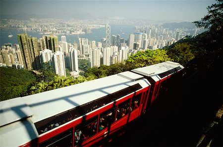 High angle view of a cable car, Victoria Peak, Hong Kong, China Stock Photo - Premium Royalty-Free, Code: 625-01262254