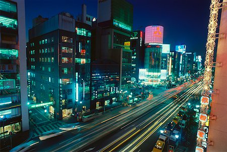 High angle view of traffic on the road, Ginza, Tokyo Prefecture, Japan Stock Photo - Premium Royalty-Free, Code: 625-01263576