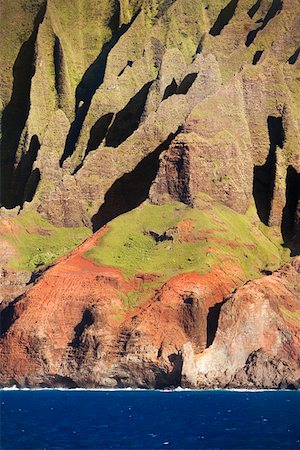 Sea in front of a cliff, Na Pali Coast, Kauai, Hawaii Islands, USA Foto de stock - Sin royalties Premium, Código: 625-01745670