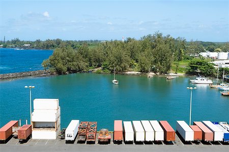 simsearch:630-03482133,k - High angle view of cargo containers at a commercial dock Stock Photo - Premium Royalty-Free, Code: 625-01746180