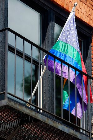 simsearch:625-01038429,k - Low angle view of a flag in a balcony Stock Photo - Premium Royalty-Free, Code: 625-01746305