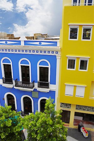 simsearch:625-01747370,k - Buildings along a road, Old San Juan, San Juan, Puerto Rico Stock Photo - Premium Royalty-Free, Code: 625-01747379