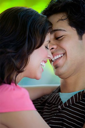 rubbing noses together - Close-up of a young couple smiling together Stock Photo - Premium Royalty-Free, Code: 625-01747567