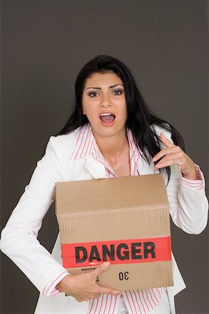 simsearch:625-01748576,k - Portrait of a businesswoman holding a cardboard box Foto de stock - Royalty Free Premium, Número: 625-01748573