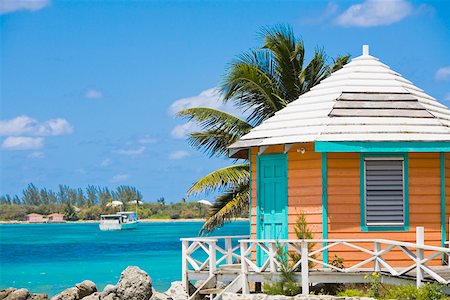 simsearch:625-01749997,k - Beach hut on the beach, Nassau, Bahamas Foto de stock - Royalty Free Premium, Número: 625-01749962