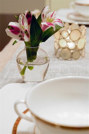 simsearch:625-02926486,k - Close-up of a flower vase on a dining table Stock Photo - Premium Royalty-Free, Code: 625-01743630