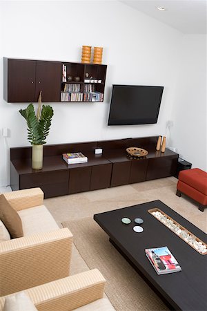 plant living room nobody - Interiors of a living room Foto de stock - Sin royalties Premium, Código: 625-01743927