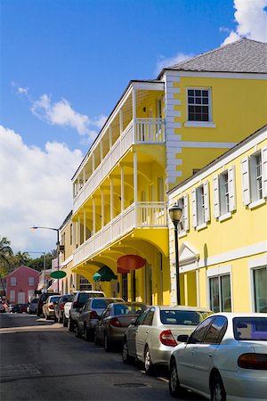 Cars parked in front of a building, Bay Street, Nassau, Bahamas Stock Photo - Premium Royalty-Free, Code: 625-01750003