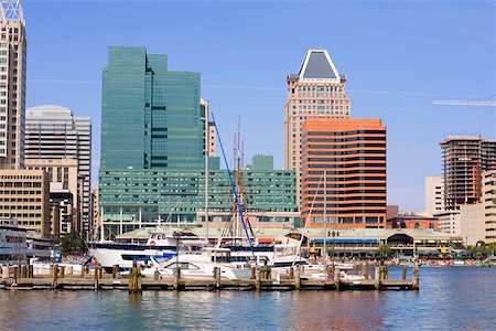 Péniches amarrées à un port, Inner Harbor, Baltimore, Maryland, USA Photographie de stock - Premium Libres de Droits, Code: 625-01750038