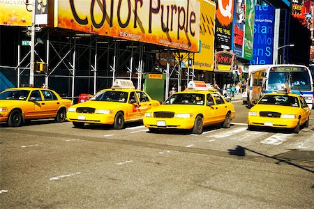 public transportation in manhattan ny - Taxis jaunes sur une route dans une ville, Times Square, Manhattan, New York City, état de New York, USA Photographie de stock - Premium Libres de Droits, Code: 625-01750227