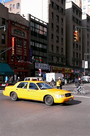 Yellow taxi on a road, New York City, New York State, USA Stock Photo - Premium Royalty-Free, Code: 625-01750258