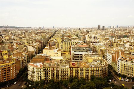simsearch:625-01094719,k - High angle view of a cityscape, Barcelona, Spain Stock Photo - Premium Royalty-Free, Code: 625-01750553