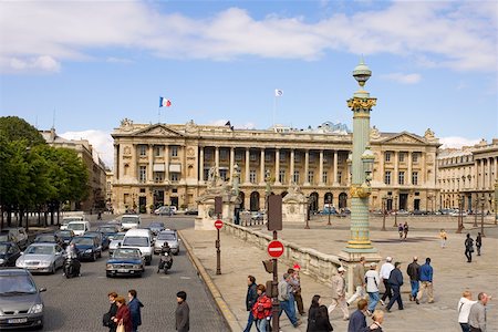 Traffic on a road in front of a hotel, Hotel Crillon, Paris, France Stock Photo - Premium Royalty-Free, Code: 625-01750635