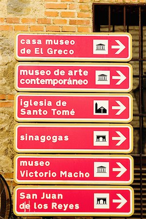 Close-up of directional signboards, Toledo, Spain Stock Photo - Premium Royalty-Free, Code: 625-01750673