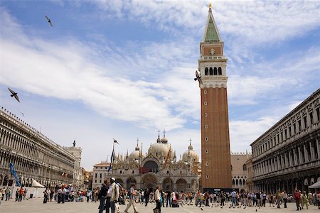 st marks square venice - Low angle view of a bell tower, St. Mark's Cathedral, St. Mark's Square, Venice, Italy Stock Photo - Premium Royalty-Free, Code: 625-01750768