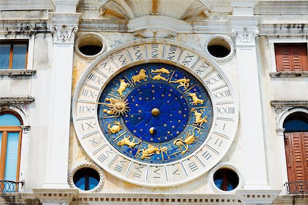 san marco in venice - Low angle view of an astrological clock, St. Mark's Square, Venice, Italy Stock Photo - Premium Royalty-Free, Code: 625-01750770