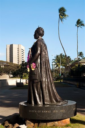 simsearch:625-01751196,k - Statue de la Reine Liliuokalani dans un parc, Iolani Palace, Honolulu, Oahu, archipel de Hawaii, États-Unis Photographie de stock - Premium Libres de Droits, Code: 625-01750970