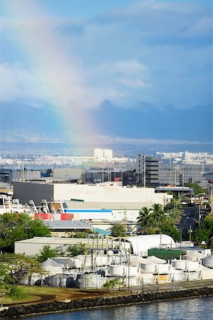 rainbow in architecture - Rainbow over a city, Honolulu, Oahu, Hawaii Islands, USA Stock Photo - Premium Royalty-Free, Code: 625-01750992
