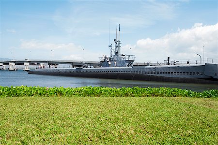 Military ship in the sea, USS Bowfin, Pearl Harbor, Honolulu, Oahu, Hawaii Islands, USA Stock Photo - Premium Royalty-Free, Code: 625-01751059