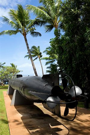 simsearch:625-01751116,k - Torpedo sculpture in a park, Pearl Harbor, Honolulu, Oahu, Hawaii Islands, USA Stock Photo - Premium Royalty-Free, Code: 625-01751102