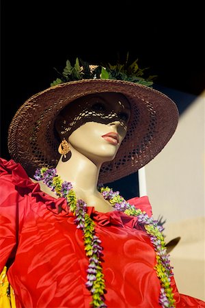 straw hat nobody - Close-up of a mannequin, Honolulu Oahu, Hawaii Islands, USA Stock Photo - Premium Royalty-Free, Code: 625-01751127