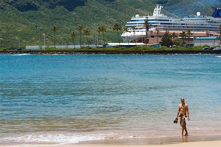 Tourists on the beach, Nawiliwili Beach Park, Kauai, Hawaii Islands USA Stock Photo - Premium Royalty-Free, Code: 625-01751164