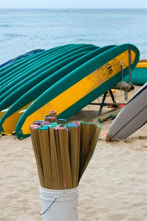 Surfboards on the beach, Waikiki Beach, Honolulu, Oahu, Hawaii Islands, USA Stock Photo - Premium Royalty-Free, Code: 625-01751220