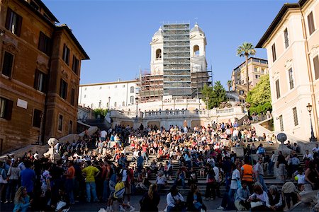 piazza di spagna - Group of people in front of a church, Trinita Dei Monti, Rome, Italy Stock Photo - Premium Royalty-Free, Code: 625-01751378