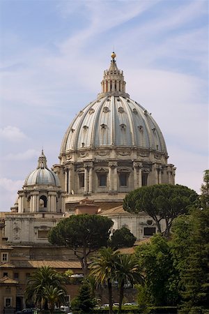 simsearch:625-02928039,k - Trees in front of a church, St. Peter's Square, St. Peter's Basilica, Vatican, Rome, Italy Stock Photo - Premium Royalty-Free, Code: 625-01751391